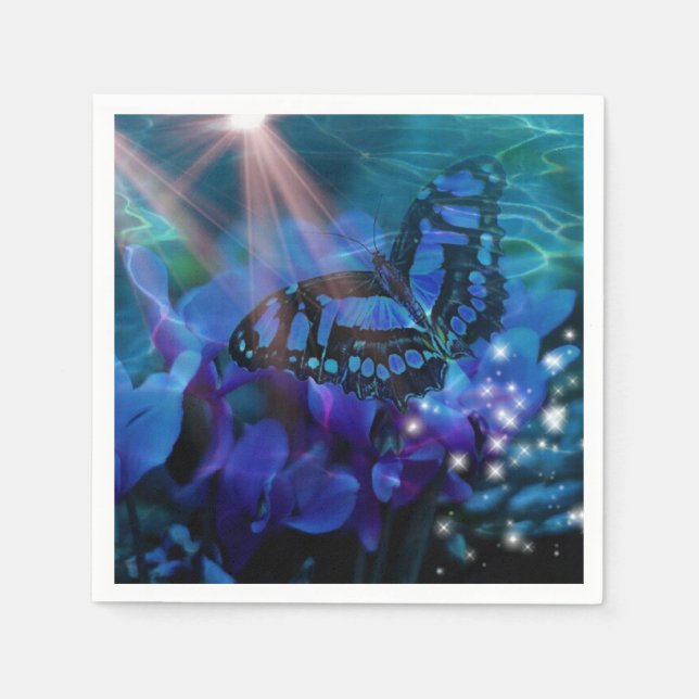 Servilleta De Papel Mariposa azul mágica (Anverso)