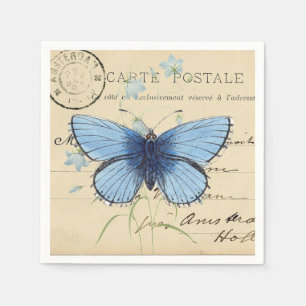 Servilleta De Papel Mariposa azul vintage Postal francesa