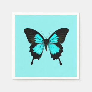 Servilleta De Papel Mariposa - azules turquesas y negro