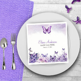 Servilleta De Papel Mariposa Baby Shower Elegant Purple Floral