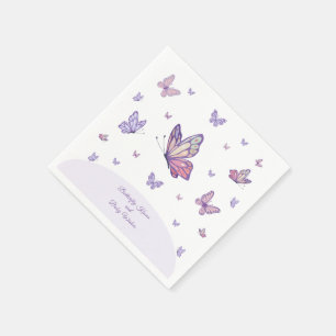 Servilleta De Papel Mariposa besa Baby Shower morado