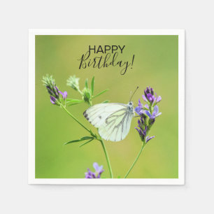 Servilleta De Papel Mariposa blanca veteada verde