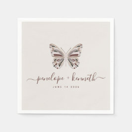 Servilleta De Papel Mariposa Boho simple Burgundy Taupe Boda