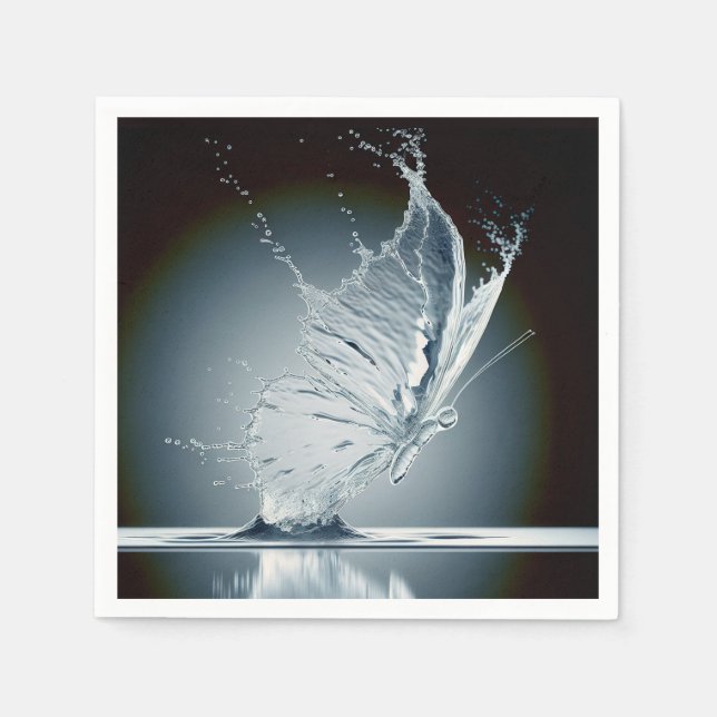 Servilleta De Papel Mariposa creando una salpicadura de agua (Anverso)