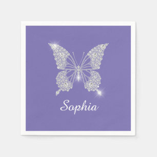 Servilleta De Papel Mariposa de Diamante Blanco, Nombre de Letra, Peri