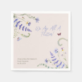 Servilleta De Papel Mariposa de Flor Silvestre Lila para Baby Shower