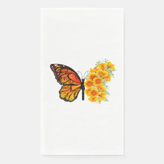 Servilleta De Papel Mariposa de flores con amapola amarilla de Califor (Anverso)