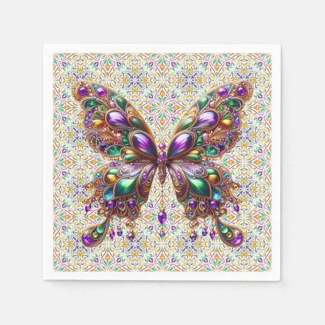 Servilleta De Papel Mariposa de Mardi Gras (Anverso)