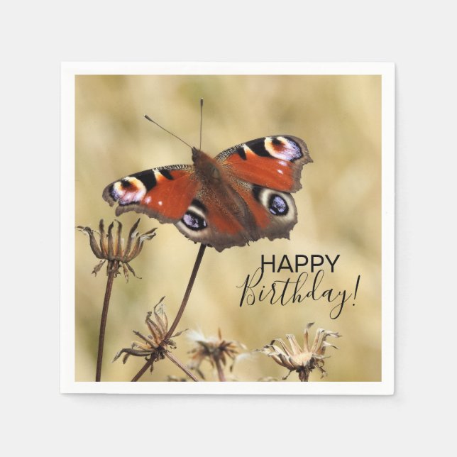 Servilleta De Papel Mariposa de pavo real (Anverso)