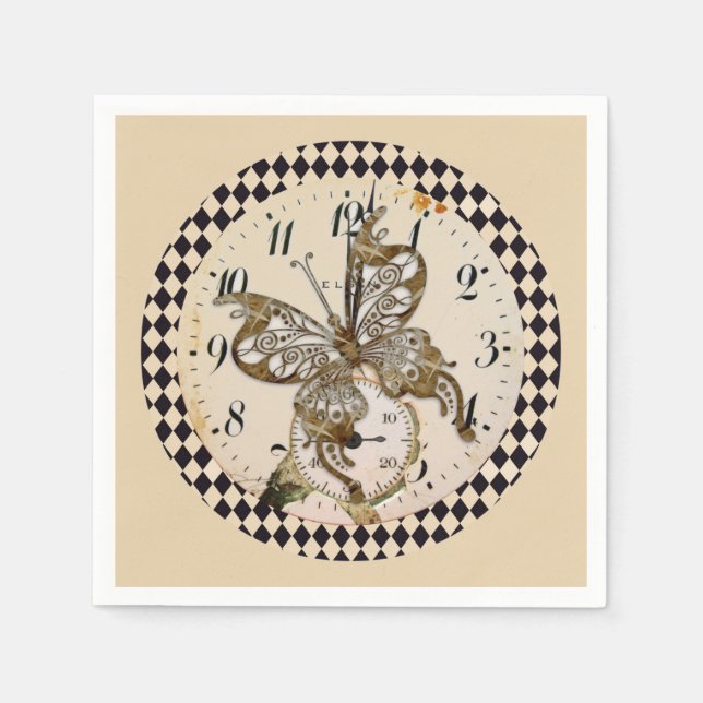Servilleta De Papel Mariposa de Steampunk (Anverso)
