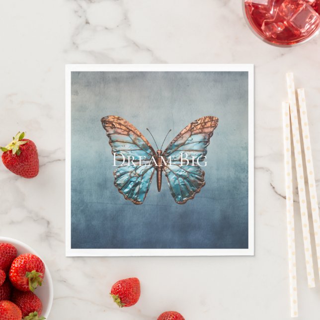 Servilleta De Papel Mariposa de textura gris azul (In situ)
