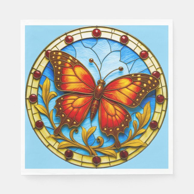 Servilleta De Papel mariposa de vidriera emplomada (Anverso)