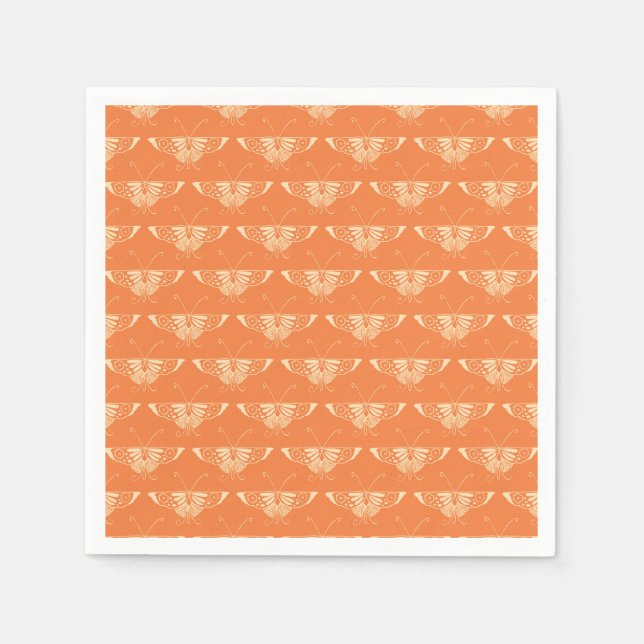 Servilleta De Papel Mariposa Deco estilizada - naranja coral (Anverso)