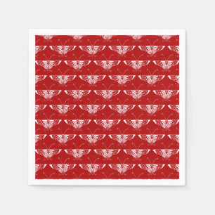Servilleta De Papel Mariposa Deco estilizada - rojo oscuro y blanco