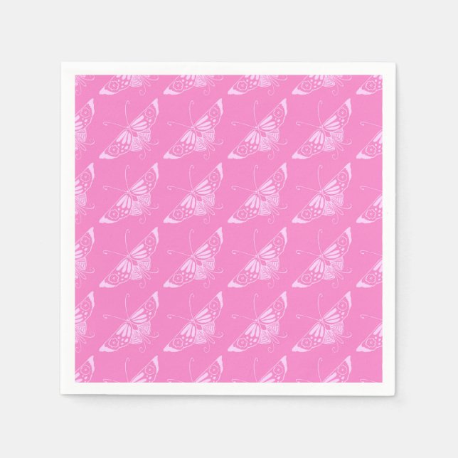 Servilleta De Papel Mariposa Deco estilizada - rosa orquídea (Anverso)