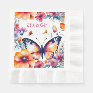 Servilleta De Papel Mariposa en Baby Shower Chica de Flores