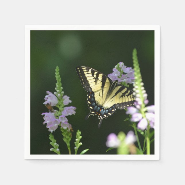 Servilleta De Papel Mariposa En El Jardín (Anverso)