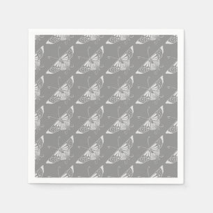 Servilleta De Papel Mariposa estilizada Art Deco, tonos de gris