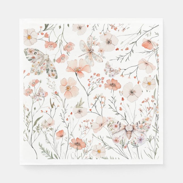 Servilleta De Papel Mariposa Floral Boho (Anverso)