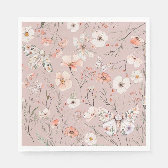 Servilleta De Papel Mariposa Floral Boho (Anverso)