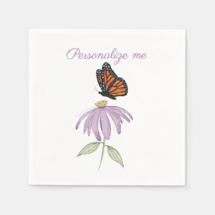 Servilleta De Papel Mariposa Floral Púrpura Simple Acuarela Elegante