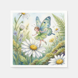 Servilleta De Papel Mariposa Hada En un Jardín de Margaritas