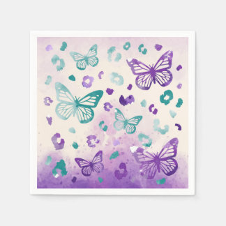 Servilleta De Papel Mariposa Leopardo Purple White
