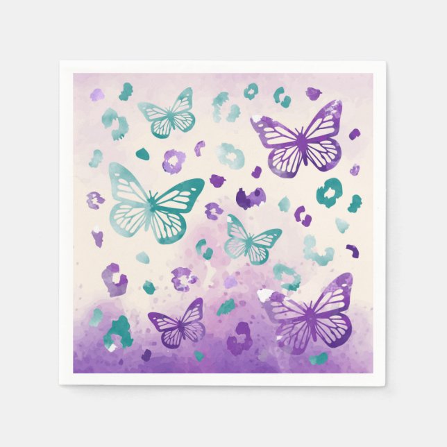 Servilleta De Papel Mariposa Leopardo Purple White (Anverso)