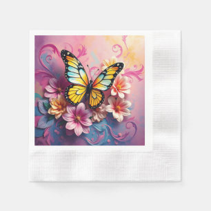 Servilleta De Papel Mariposa majestuosa con aguas florales