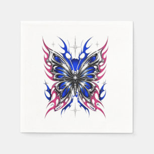 Servilleta De Papel Mariposa Metálica Azul Rosa Llama Alas – Gótico 