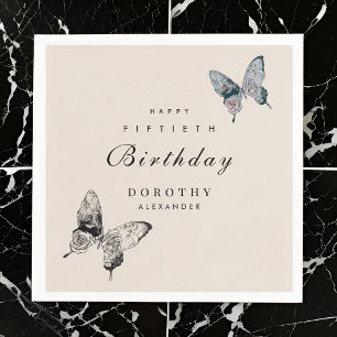Servilleta De Papel Mariposa moderna CUALQUIER hito Adulto Cumpleaños