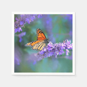Servilleta De Papel Mariposa monarca en flor de lila púrpura