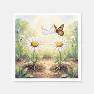 Servilleta De Papel Mariposa Monarca Entregando Correo