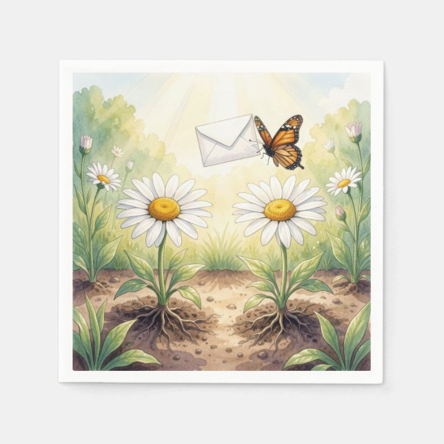 Servilleta De Papel Mariposa Monarca Entregando Correo (Anverso)