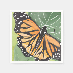 Servilleta De Papel Mariposa Monarca   Hermosa Acuarela
