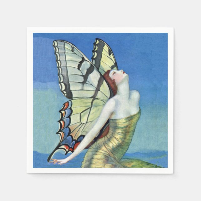 Servilleta De Papel Mariposa monarca Red Hair Vintage (Anverso)