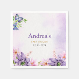 Servilleta De Papel Mariposa morada Baby Shower Napkin