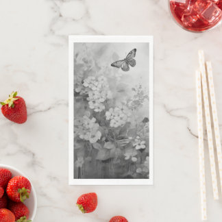 Servilleta De Papel Mariposa negra y blanca