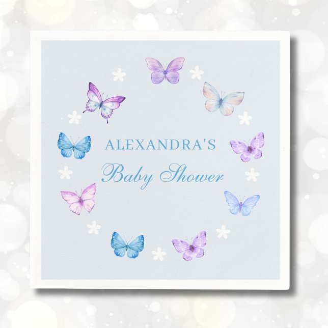 Servilleta De Papel Mariposa rosa morada azul turbio Baby Shower (Subido por el creador)