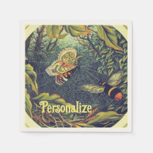 Mariposa spiderweb abeja vintage garden ilustratia