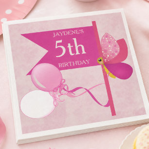 Servilleta De Papel Mariposa Tonos de Rosa con Globos