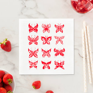 Servilleta De Papel Mariposa Tribal Roja Ornamental