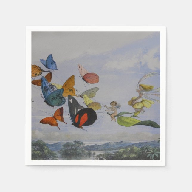 Servilleta De Papel Mariposa y hadas mariposas reina (Anverso)