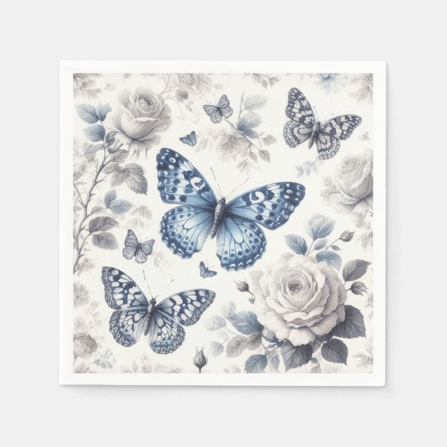 Servilleta De Papel Mariposa y rosas (Anverso)