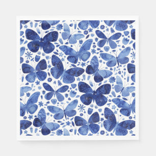 Servilleta De Papel Mariposas acuarela Indigo Napkins Azul