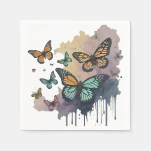 Servilleta De Papel Mariposas acuarelas singulares