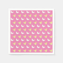 Servilleta De Papel Mariposas amarillas blancas y claras volando rosa