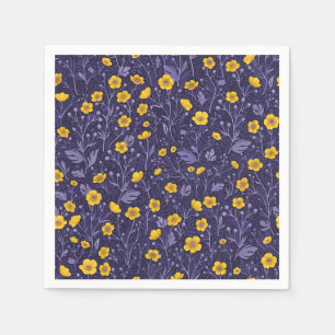 Servilleta De Papel Mariposas, amarillas y violetas