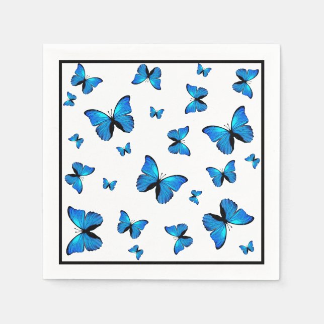 Servilleta De Papel Mariposas azules (Anverso)