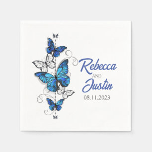 Servilleta De Papel Mariposas azules y blancas servilletas modernas de